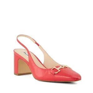 Dune London Red Leather Shoes Slingback Horsebit Pumps SZ 7.5  NEW